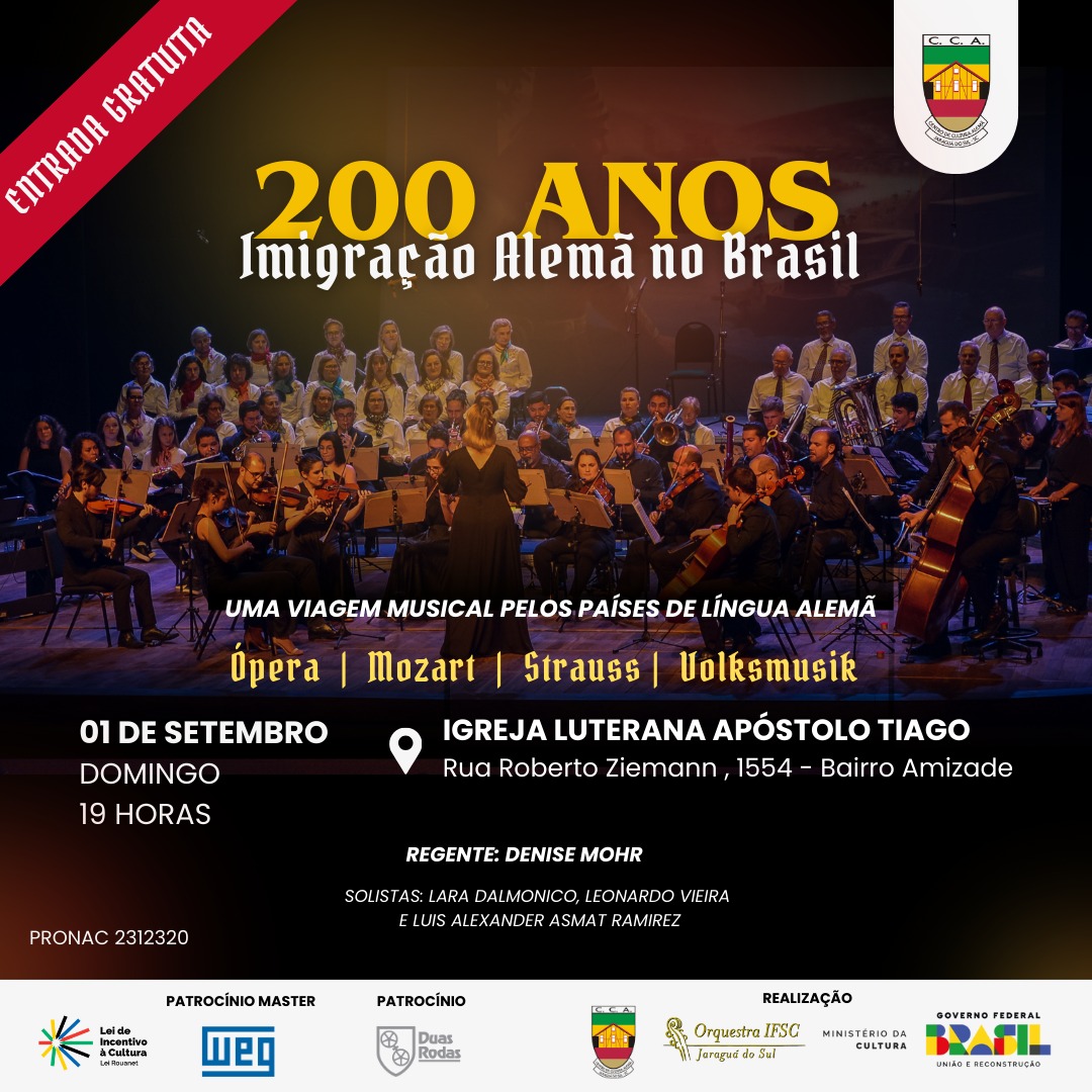 Concerto comemorativo será no domingo (1º/9) às 19h.