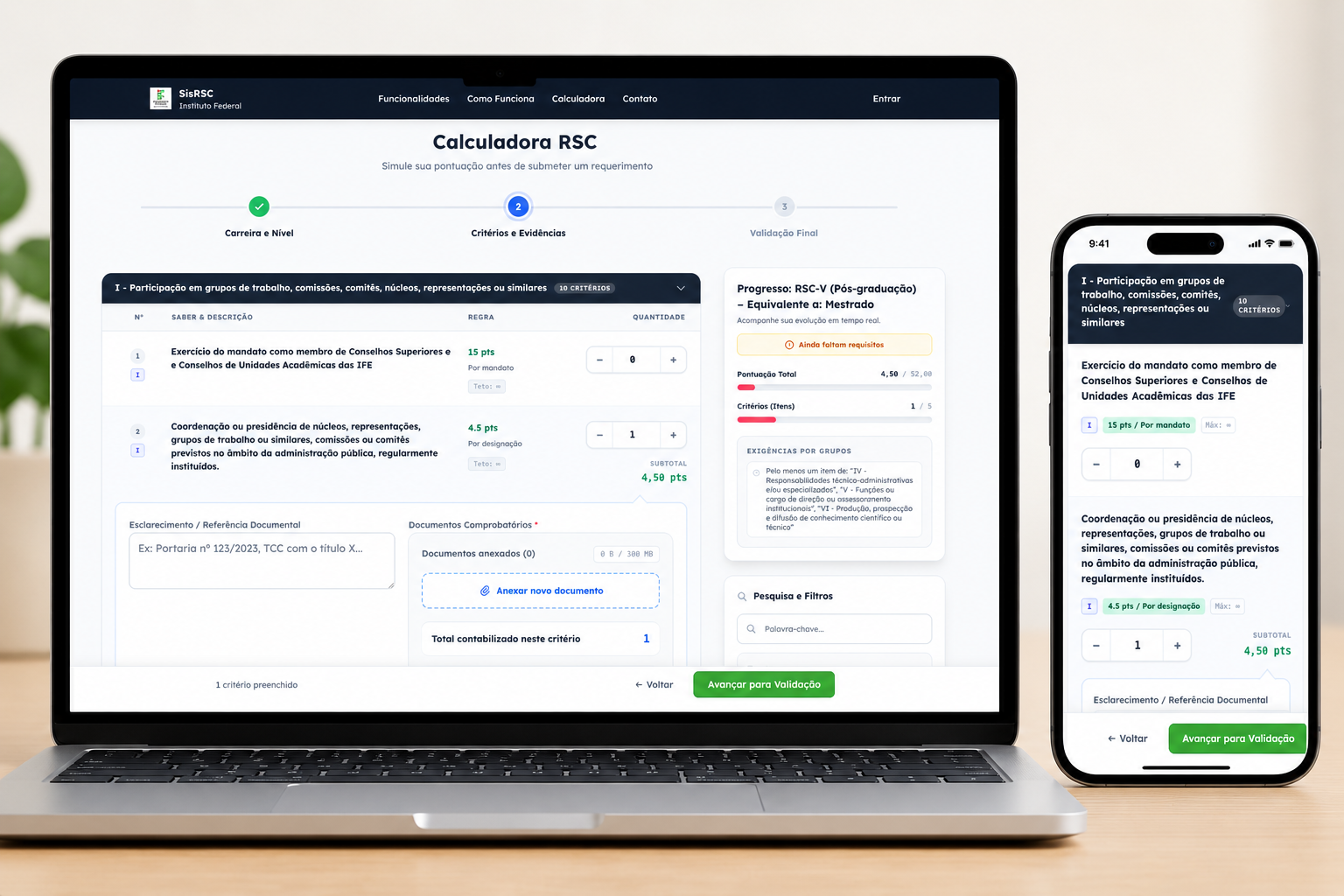 Calculadora RSC-TAE do IFSC está disponível para os servidores que quiserem simular a pontuação e se familiarizar com o sistema